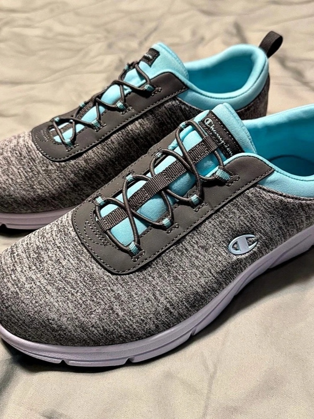 Champion Women’s 11W Wide Gray Aqua Sneakers Athletic Walking Shoes